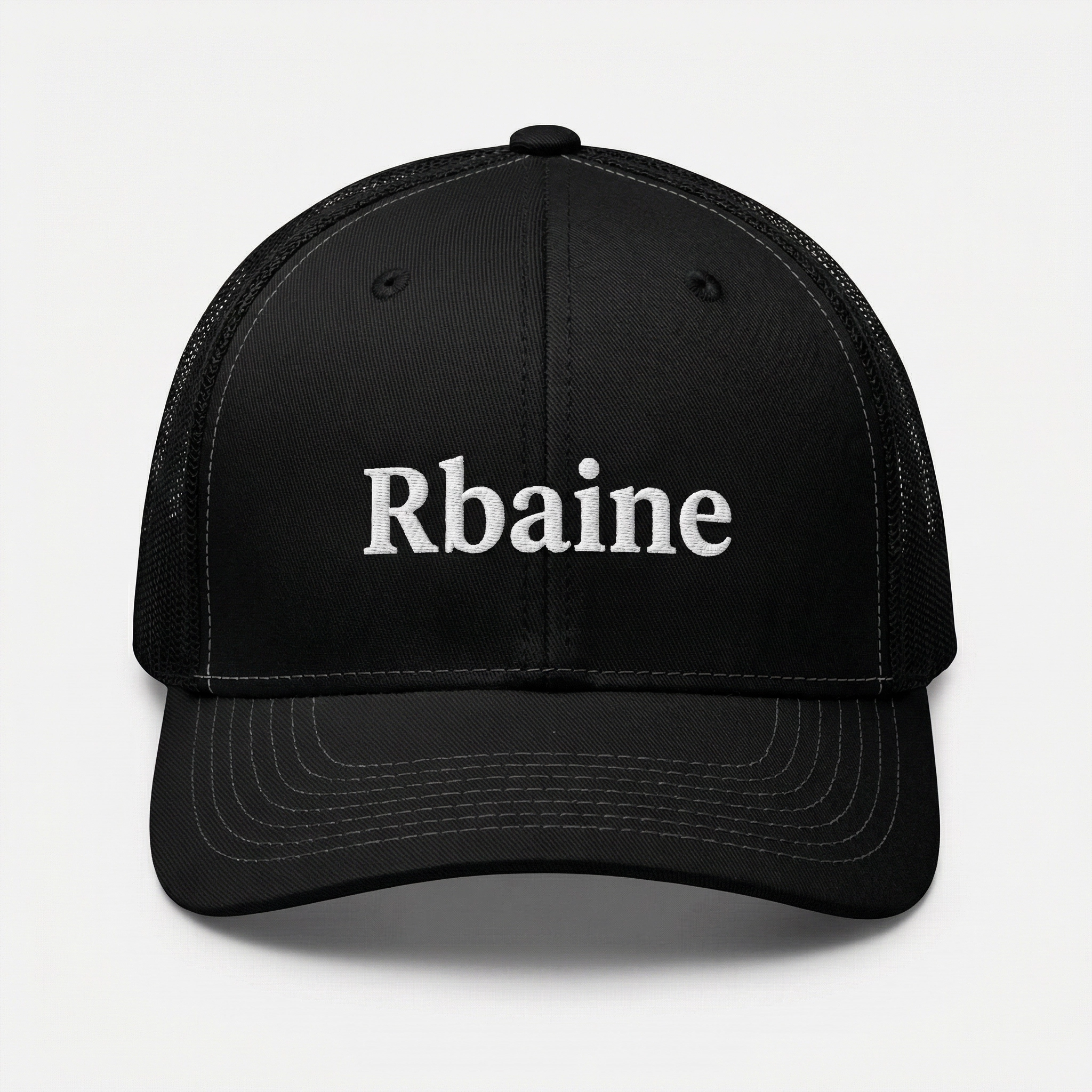 Rbaine Black Trucker Cap with Embroidered Logo