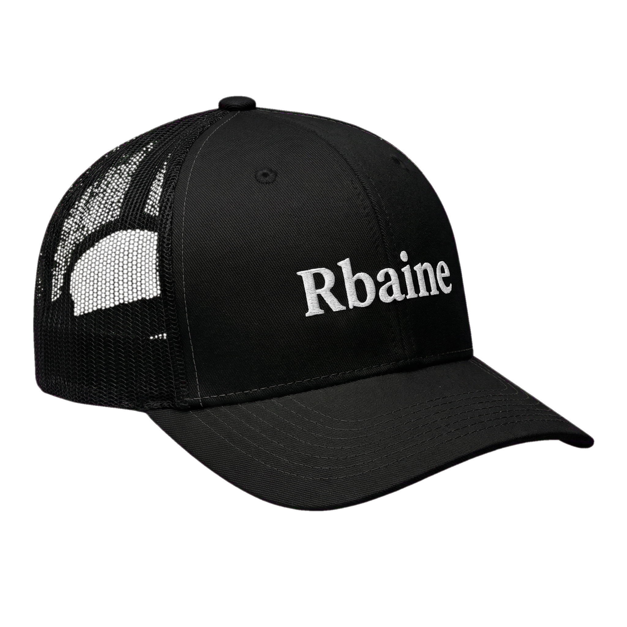 Rbaine Black Trucker Cap with Embroidered Logo