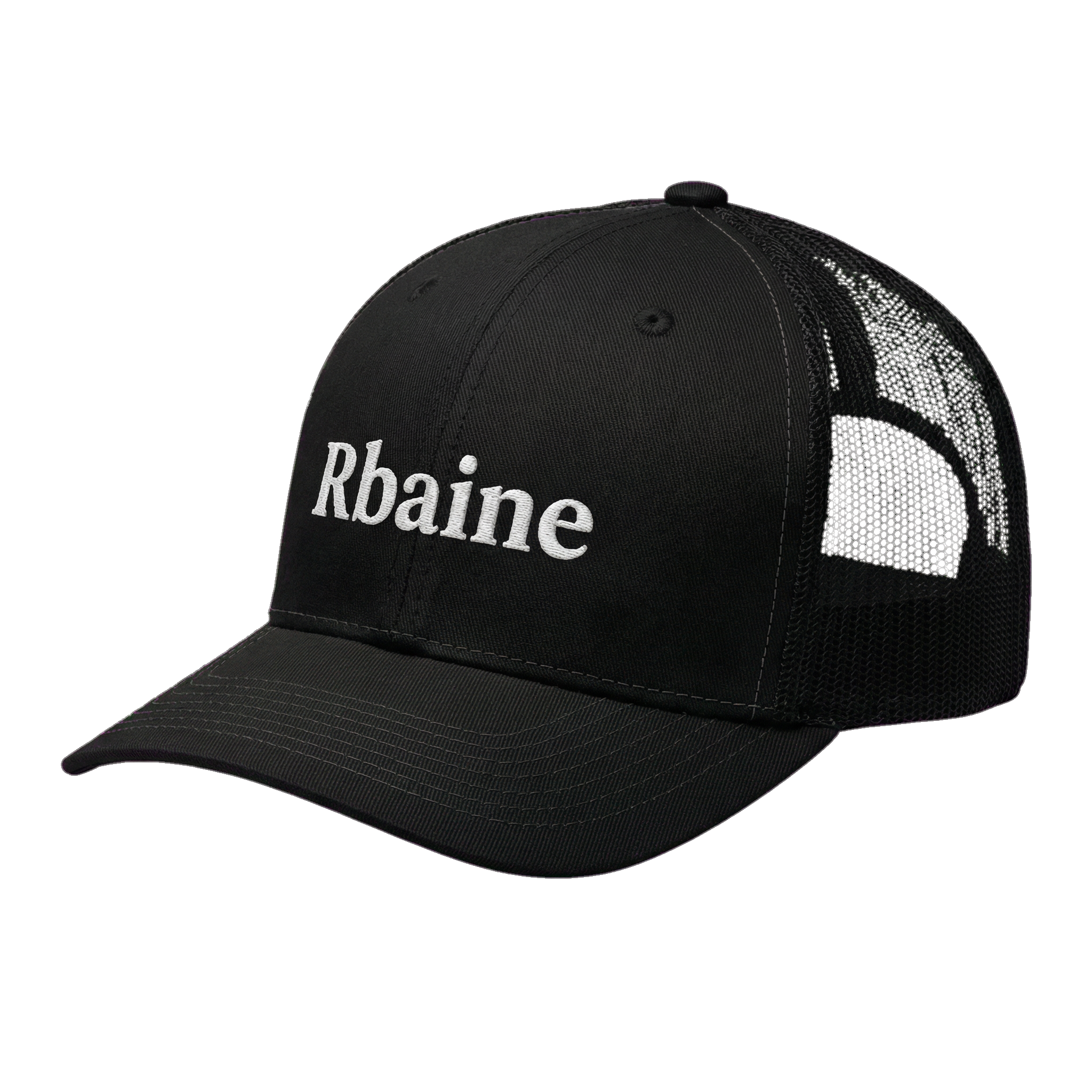 Rbaine Black Trucker Cap with Embroidered Logo